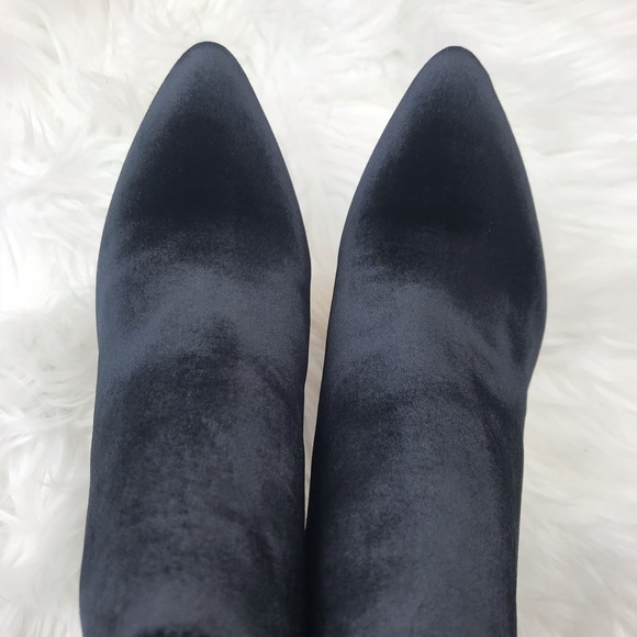 Black Velvet Stiletto Heel Ankle Boot - Picture 4 of 6